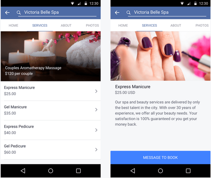 facebook shop section